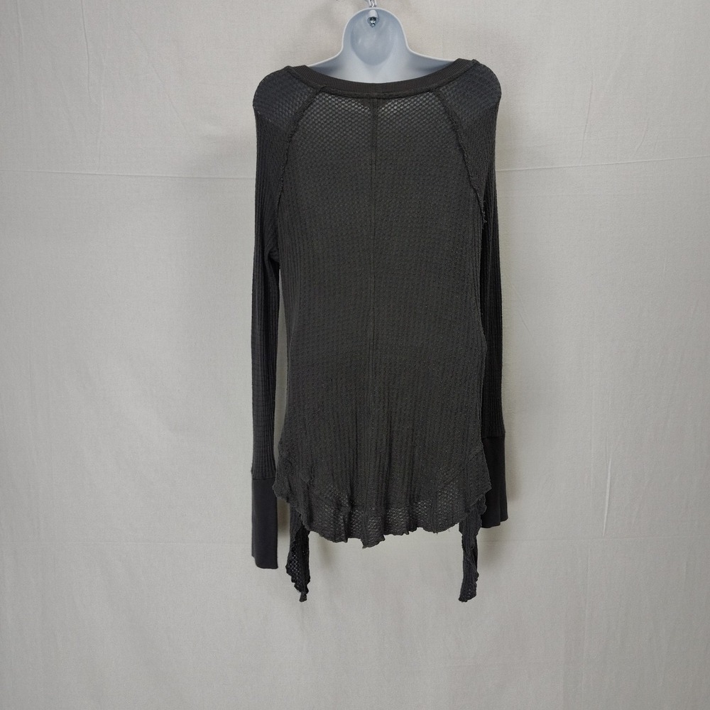 Jane & Delancey Top Womens L Tunic Gray Thermal Knit Asymmetric Hem Fairy Grunge - Picture 2 of 8